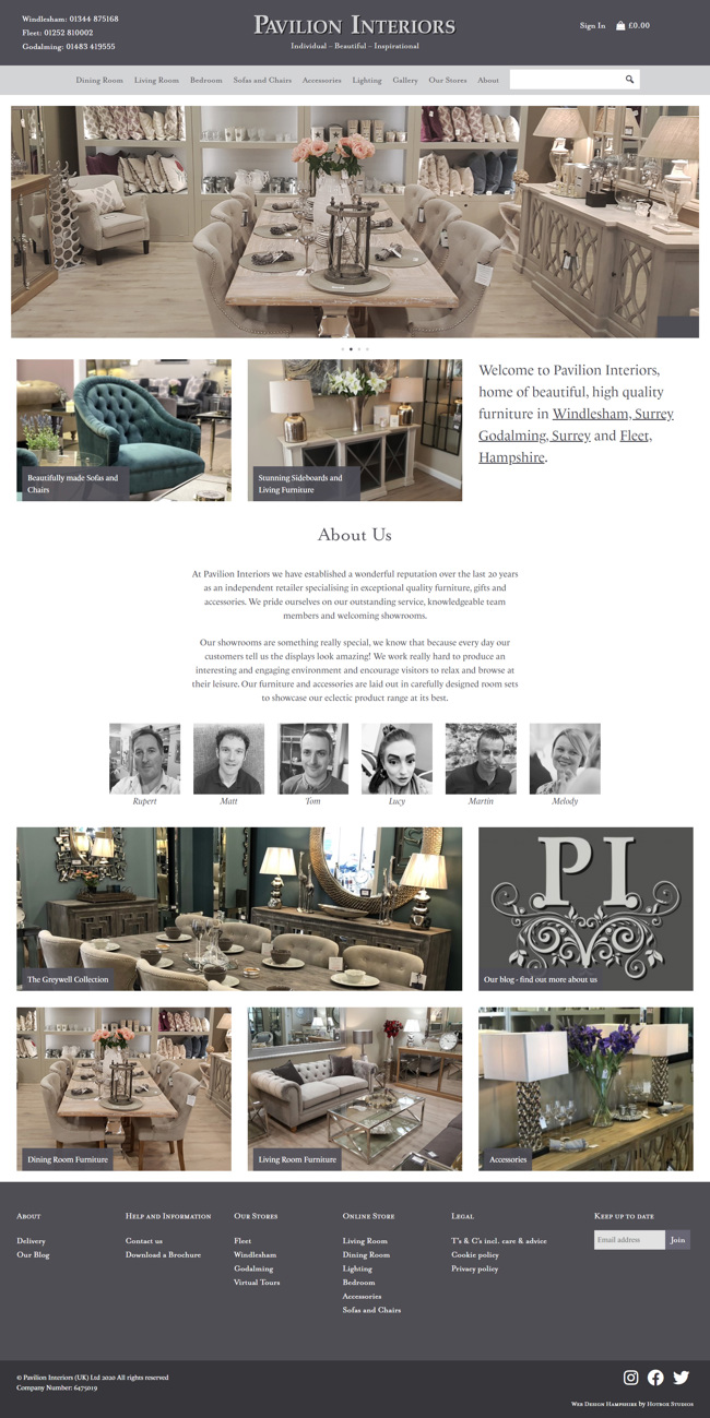 Pavilion Interiors Website Design and WordPress Web Development SP001 Homepage