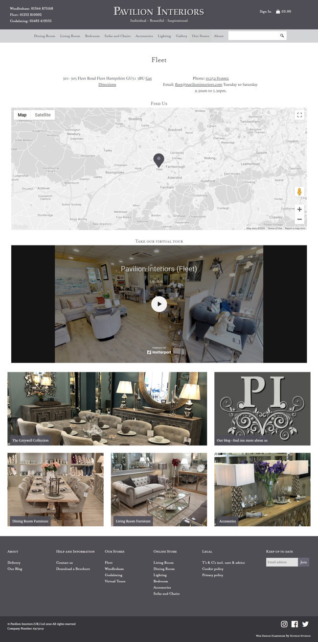 Pavilion Interiors Website Design and WordPress Web Development SP014 Our Stores Fleet