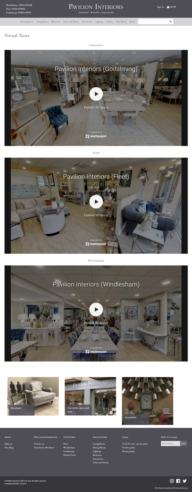 Pavilion Interiors Website Design and WordPress Web Development SP017 Our Stores Virtual Tours