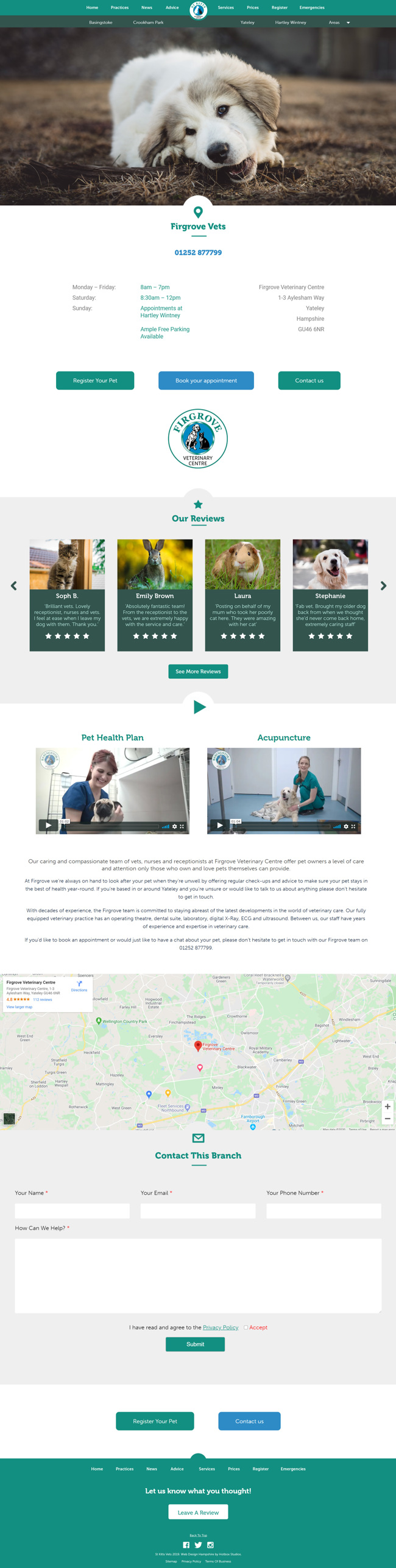 St Kitts Vet Website Design and WordPress Web Development SP006 Practices Yateley Vets In Firgrove