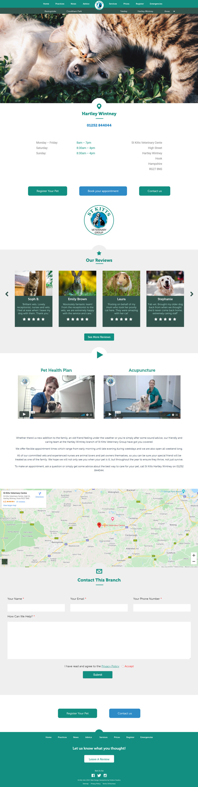 St Kitts Vet Website Design and WordPress Web Development SP007 Practices Hartley Wintney Vets