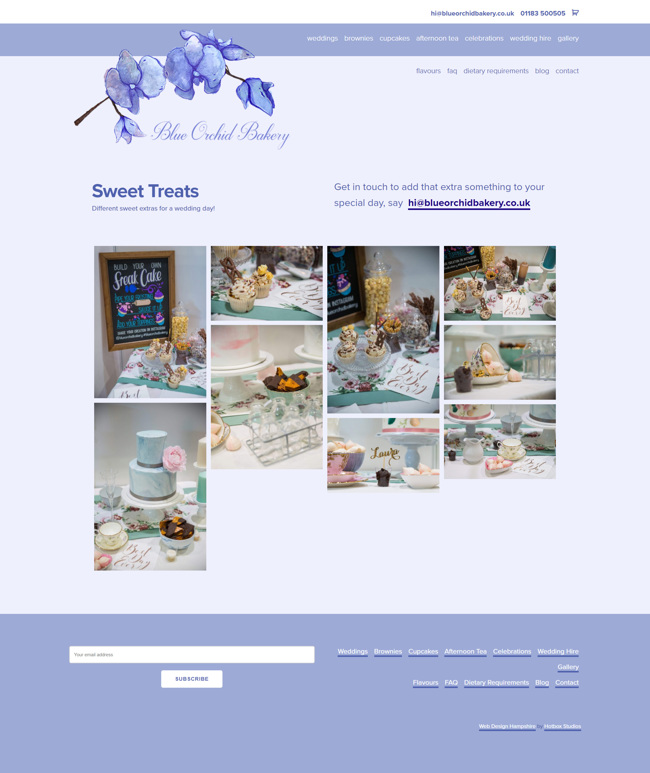 Blue Orchid Bakery Website Design and WordPress Web Development SP004 Wedding Favours Treats