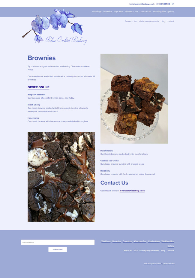 Blue Orchid Bakery Website Design and WordPress Web Development SP005 Brownies