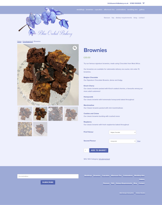 Blue Orchid Bakery Website Design and WordPress Web Development SP006 Ecommerce Brownies