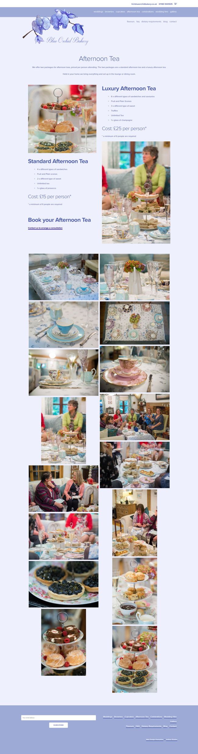 Blue Orchid Bakery Website Design and WordPress Web Development SP008 Afternoon Tea