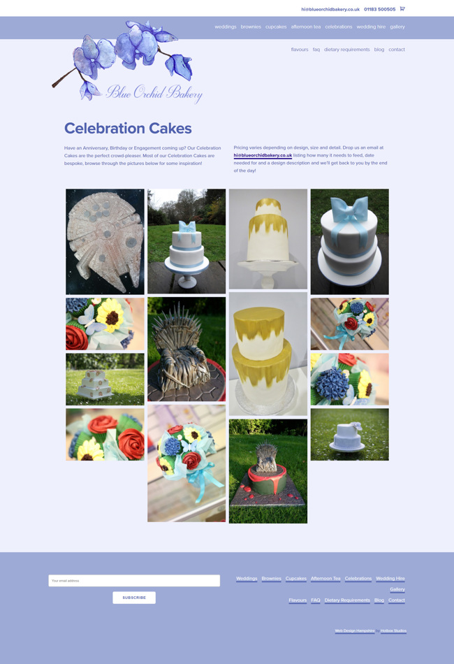 Blue Orchid Bakery Website Design and WordPress Web Development SP009 Celebrations