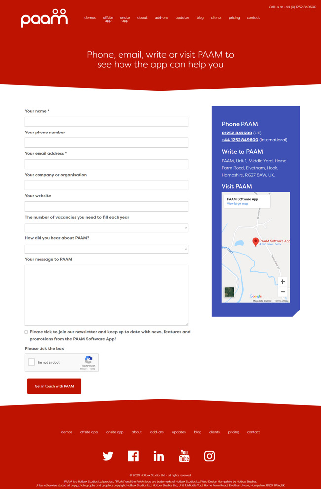 PAAM Software App Website Design and Umbraco Web Development SP010 Contact