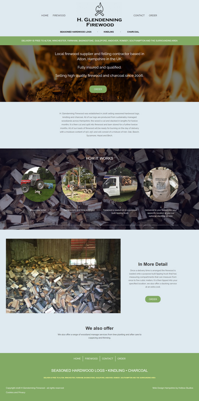 H Glendenning Firewood Website Design and WordPress Web Development SP001 Homepage