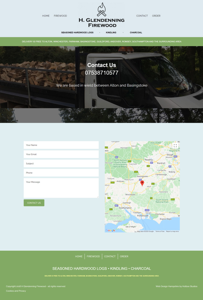 H Glendenning Firewood Website Design and WordPress Web Development SP003 Contact