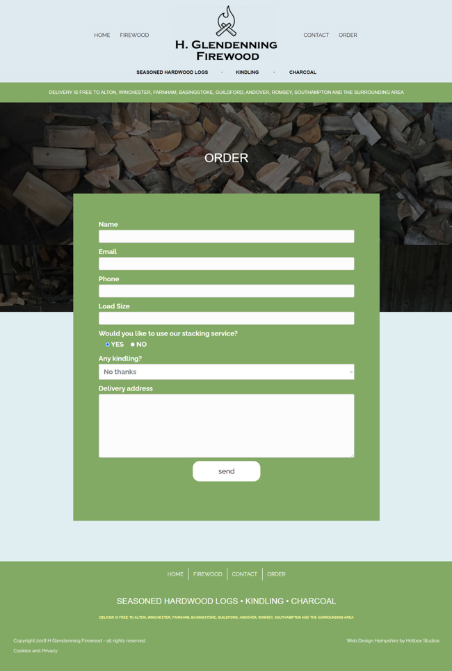 H Glendenning Firewood Website Design and WordPress Web Development SP004 Order