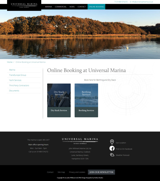 Universal Marina Website Design and WordPress Web Development SP008 Online Booking