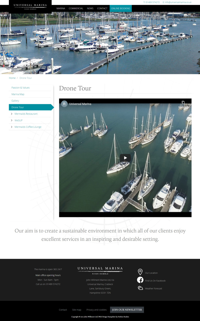 Universal Marina Website Design and WordPress Web Development SP013 Drone Tour