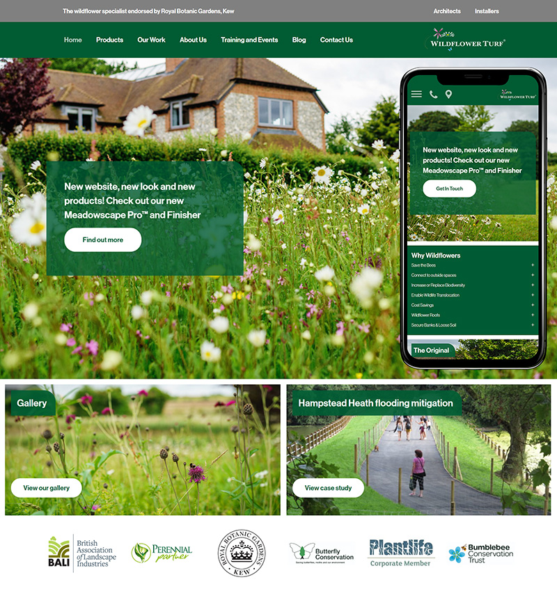 Camberley Website Design Wildflower Turf SP001 Homepage Responsive 800x849Px72Dpi v2