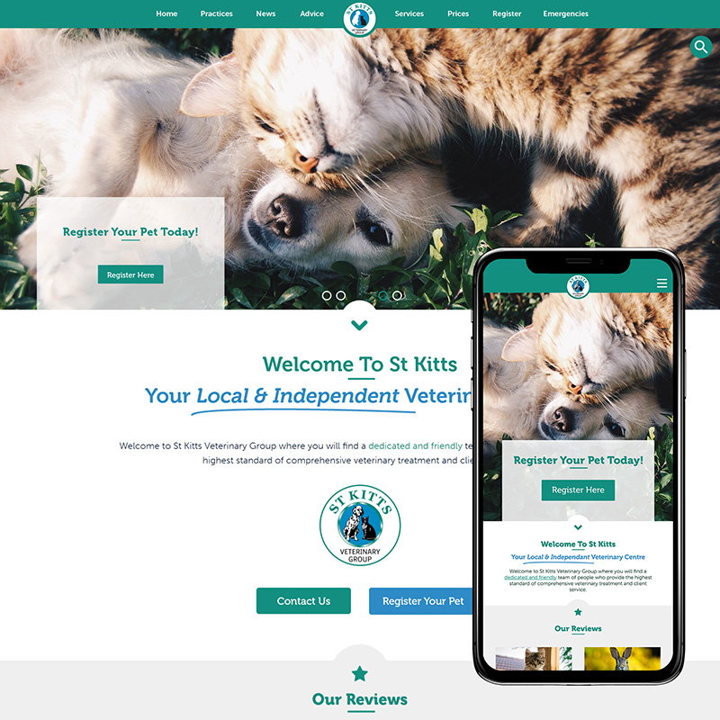 Hartley Wintney Website Design St Kitts Vet SP001 Homepage Responsive 800PxSq72Dpi