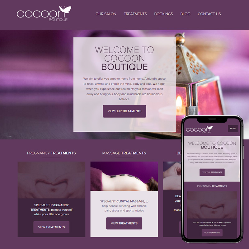 Yateley Website Design Cocoon Boutique SP001 Homepage Responsive 800PxSq72Dpi