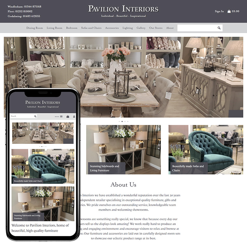Farnborough Website Design Pavilion Interiors SP001 Homepage Responsive 800PxSq72Dpi