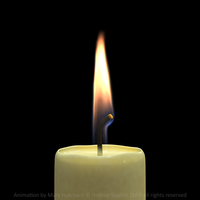 Mark Hatchard 3D Candle Animation Subsurface Scattering Fluid Dynamics Frame0067 v2020-08-13 1600PxSq72Dpi