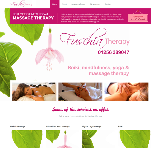 Fuschia Therapy Website Design and WordPress Web Development SP001 Homepage