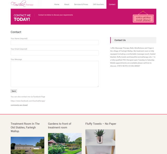 Fuschia Therapy Website Design and WordPress Web Development SP005 Contact Us