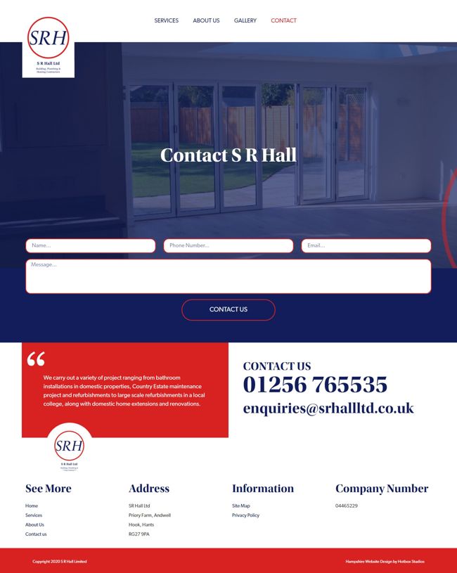 SR Hall Website Design And WordPress Web Development SP004 Contact