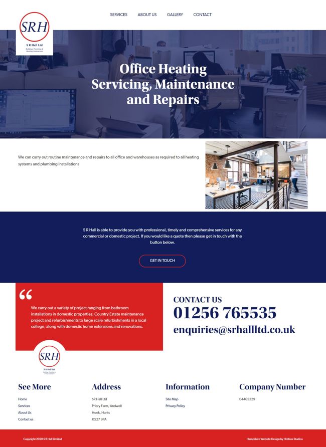 SR Hall Website Design And WordPress Web Development SP012 Office Heating Servicing Maintenance and Repairs