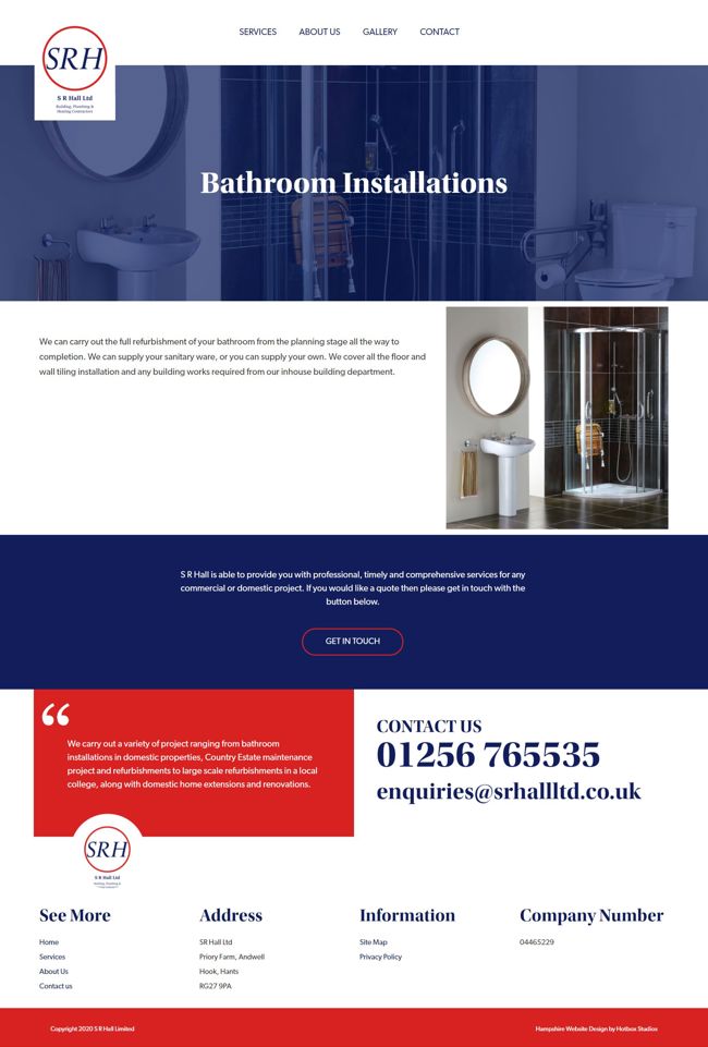 SR Hall Website Design And WordPress Web Development SP014 Bathroom Installations