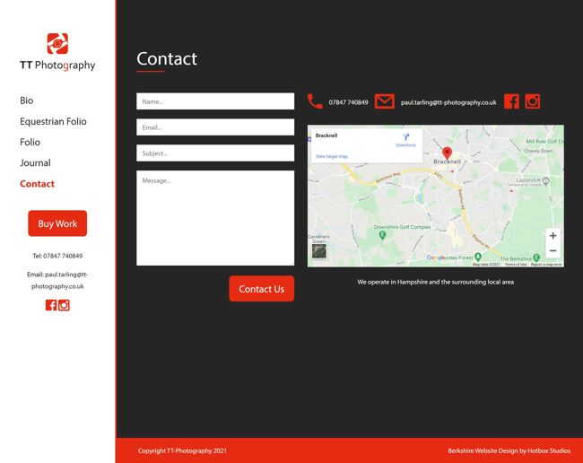 TT Photography Website Design and WordPress Web Development SP005 Contact