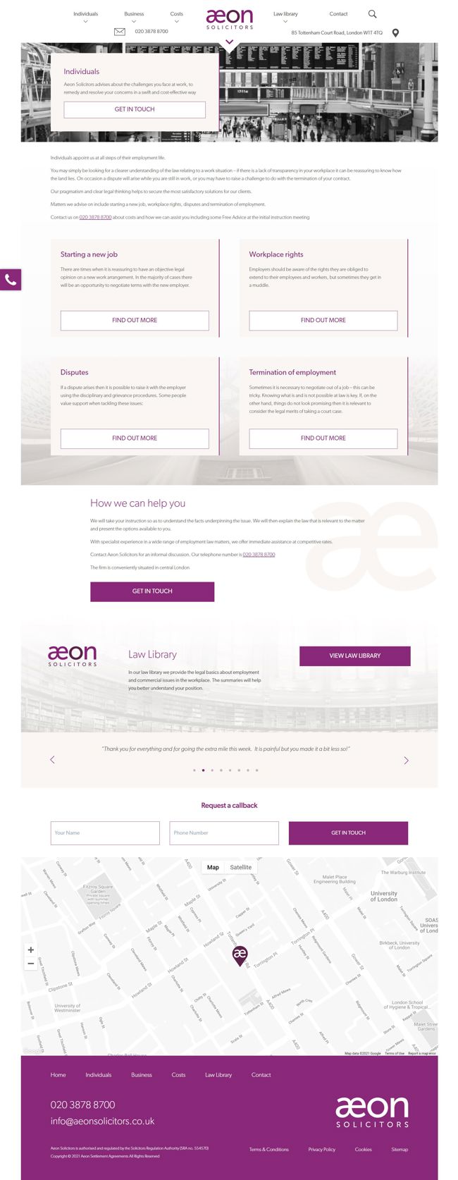 Aeon Solicitors Website Design and WordPress Web Development SP002 Individuals