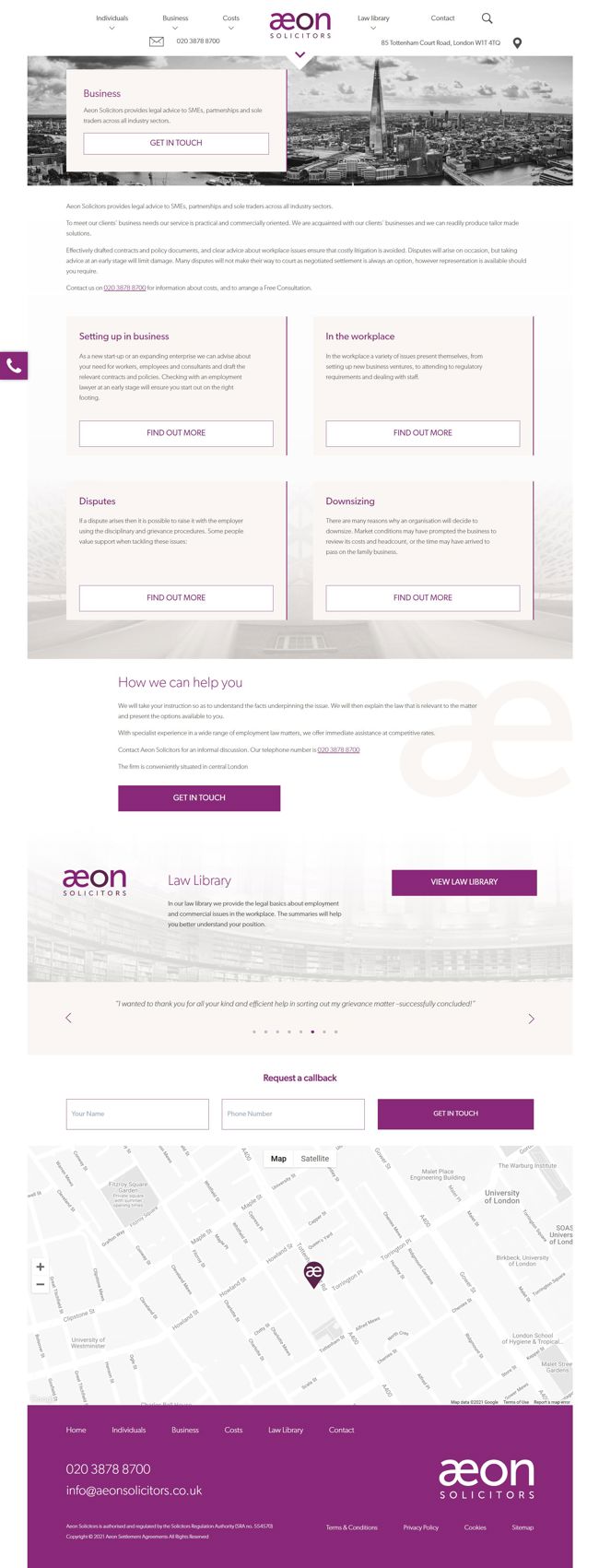 Aeon Solicitors Website Design and WordPress Web Development SP003 Business