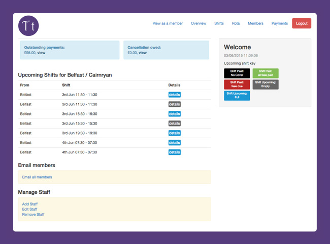 Taylormade Treatments Staff Scheduling And Management Web Application Development SP001 Admin Overview