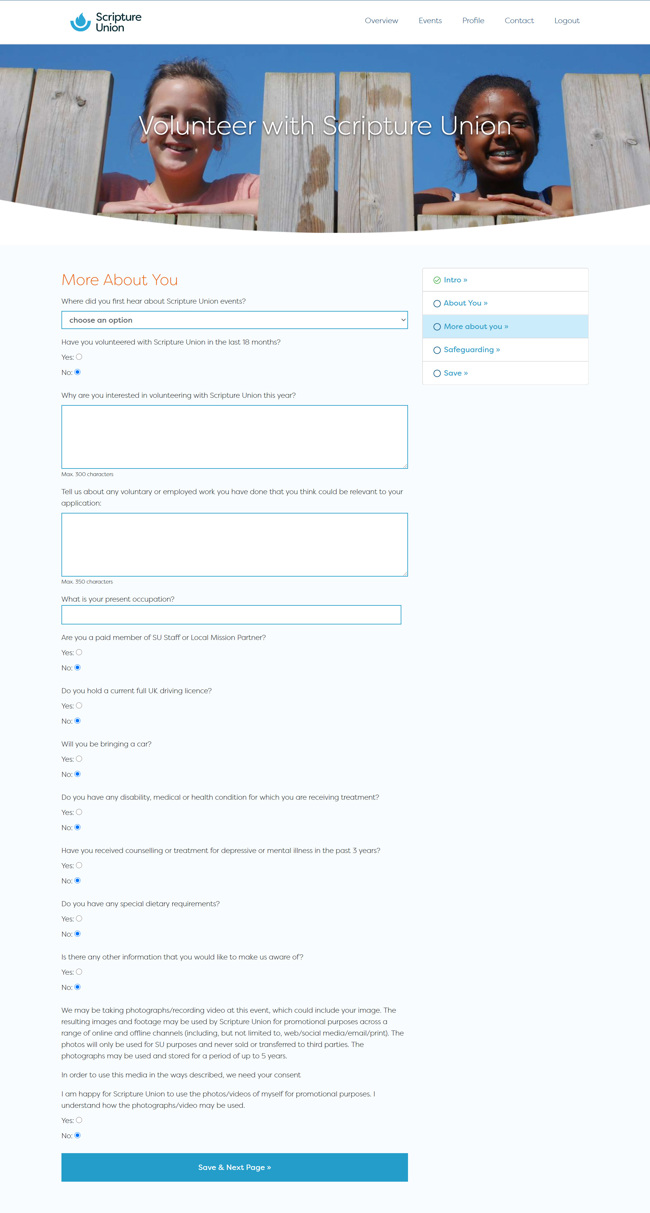 Scripture Union Staff and Volunteer Recruitment and Management Web Application Development SP005 User Profile Page3