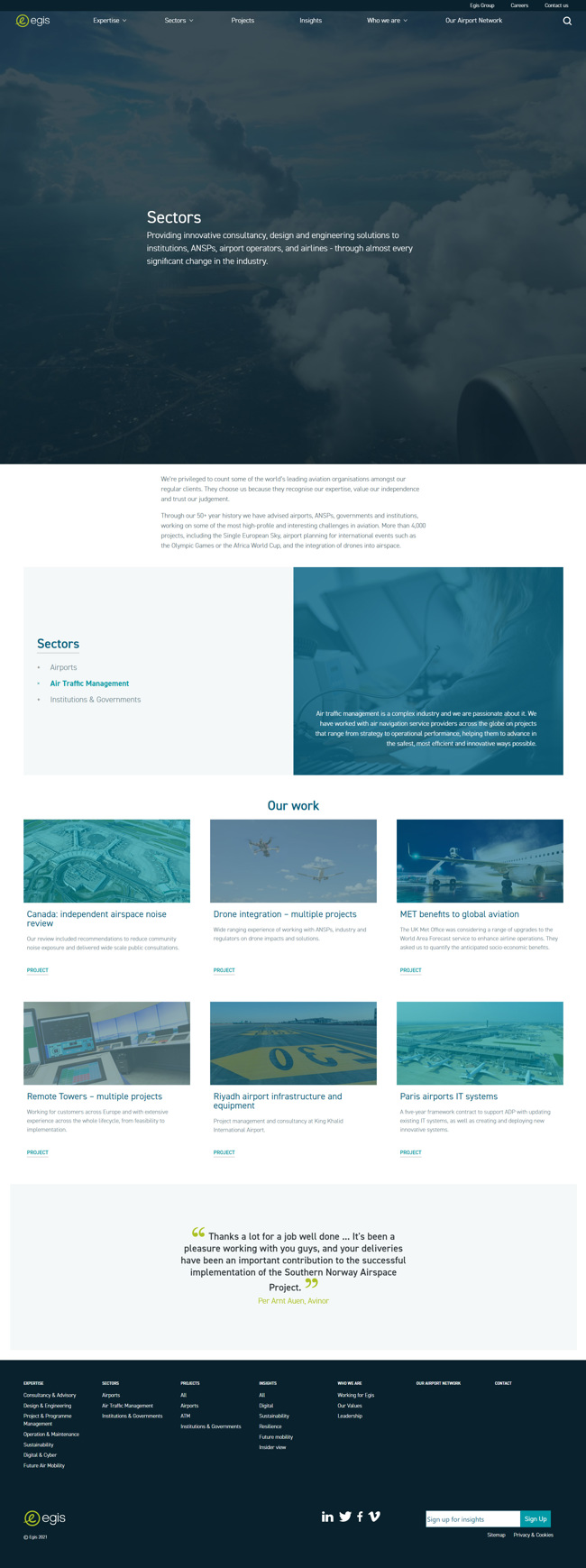 Egis Aviation Website Design and WordPress Web Development SP004 Sectors