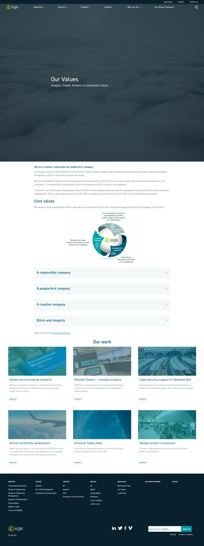 Egis Aviation Website Design and WordPress Web Development SP011 Working For Egis Our Values