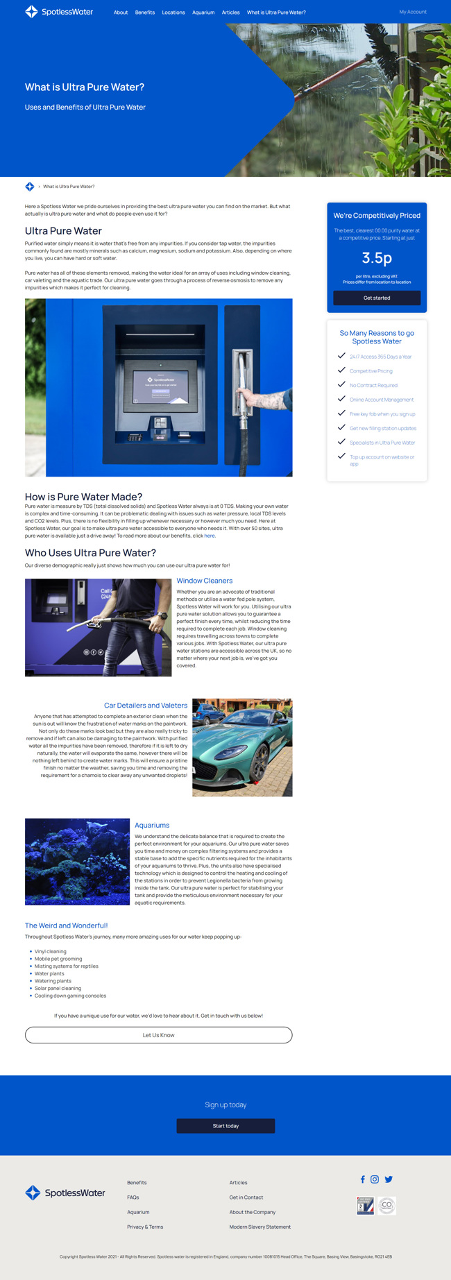 Spotless Water Website Design and WordPress Web Development SP009 What is Ultra Pure Water