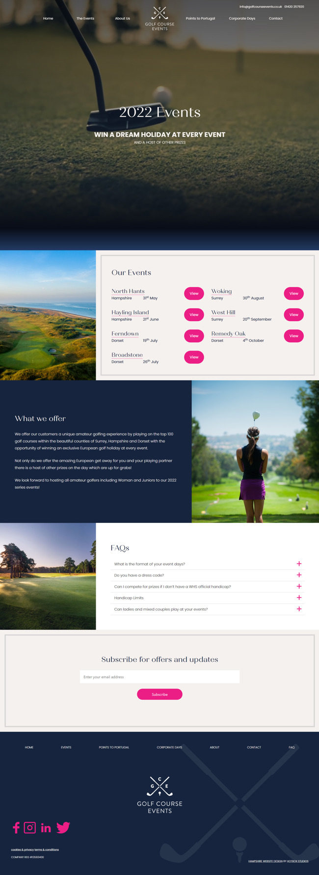 Golf Course Events Website Design And Wordpress Web Development SP002 Events