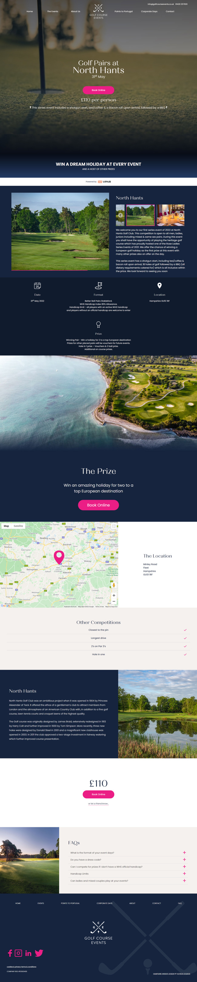 Golf Course Events Website Design And Wordpress Web Development SP003 North Hants