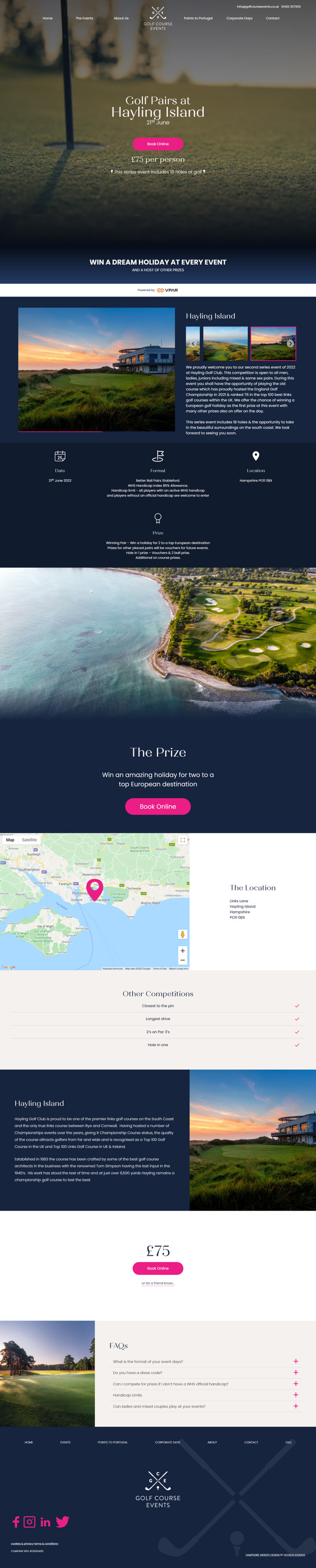 Golf Course Events Website Design And Wordpress Web Development SP004 Hayling Island