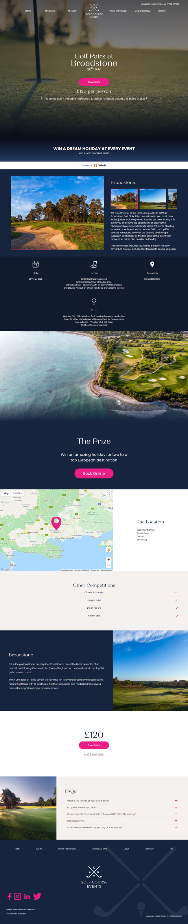 Golf Course Events Website Design And Wordpress Web Development SP006 Broadstone
