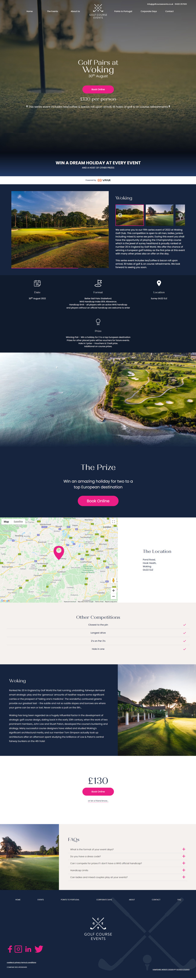 Golf Course Events Website Design And Wordpress Web Development SP007 Woking
