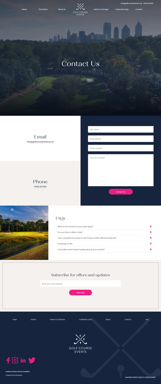 Golf Course Events Website Design And Wordpress Web Development SP013 Contact Us