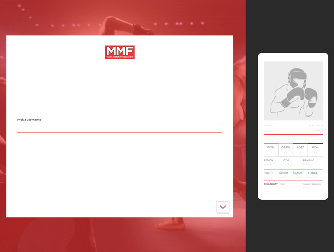 Match My Fight Community Portal Web App Development SP001 Signup Process