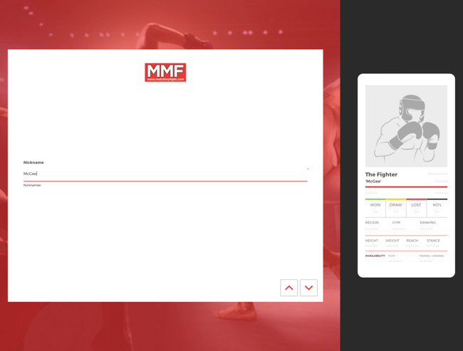 Match My Fight Community Portal Web App Development SP002 Signup Process