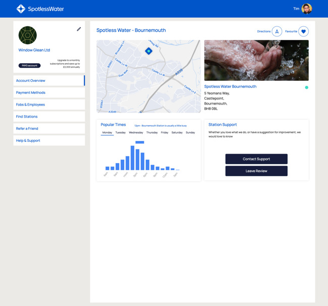 Spotless Water Customer Portal Web App Development SP004 Account Overview