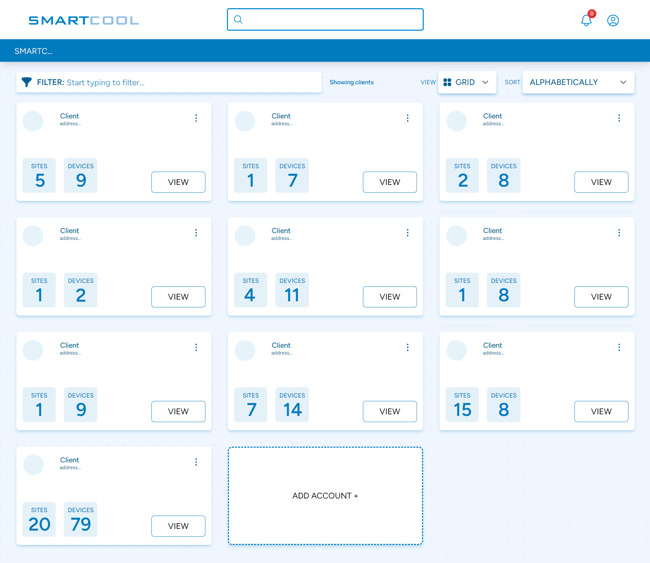Smartcool Systems Device-level IOT Wireless Energy Monitoring Laravel Web App Development SP001 - Dashboard
